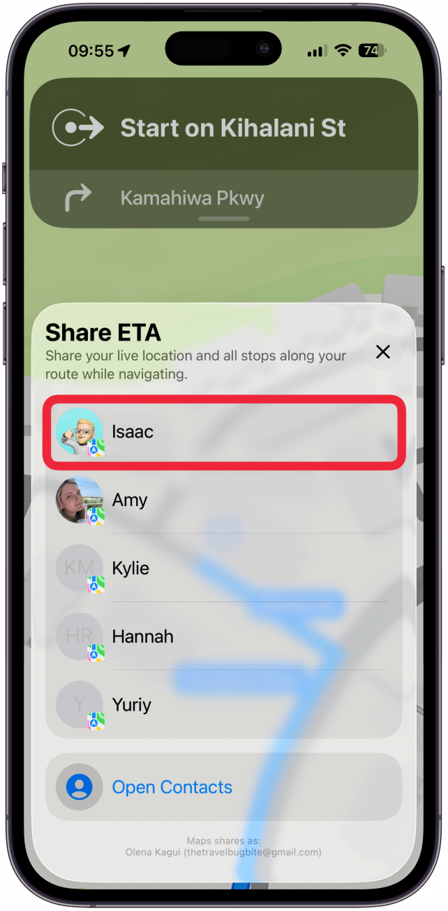 Tap Share ETA.