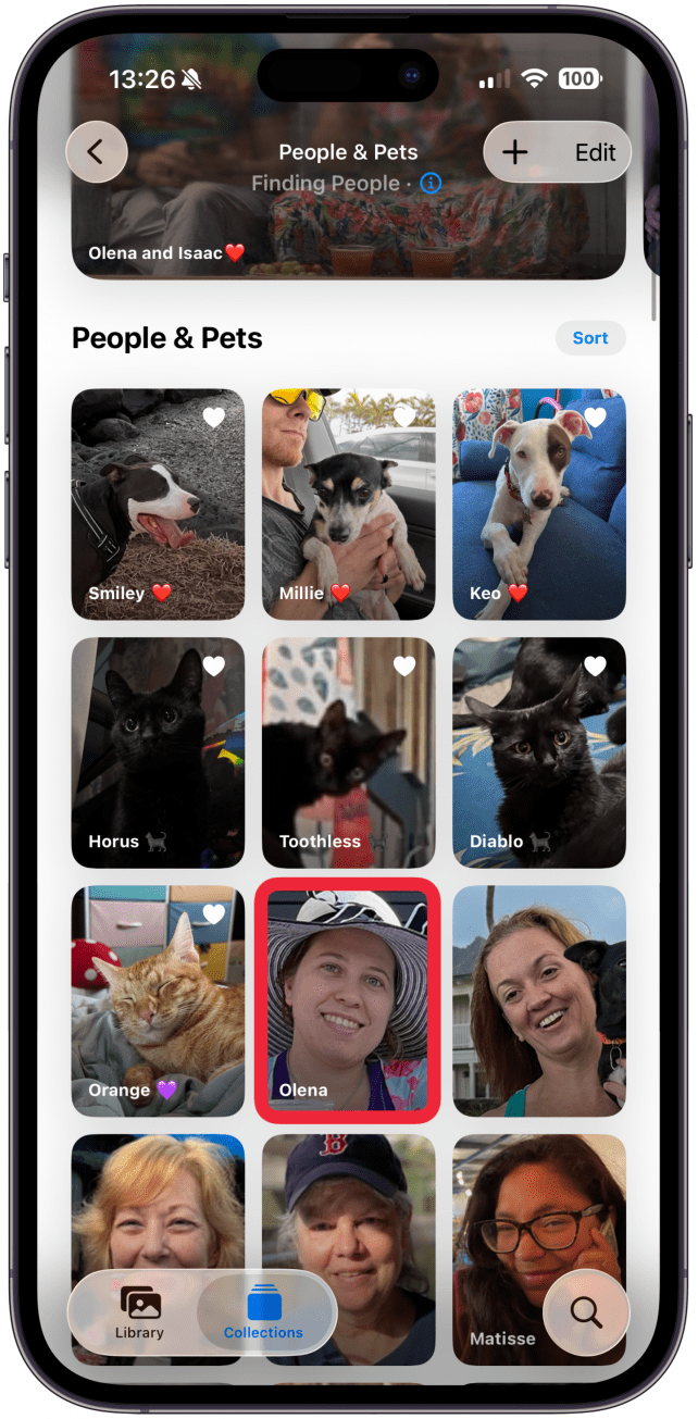 Tap on the person who's photo you wish to hide.