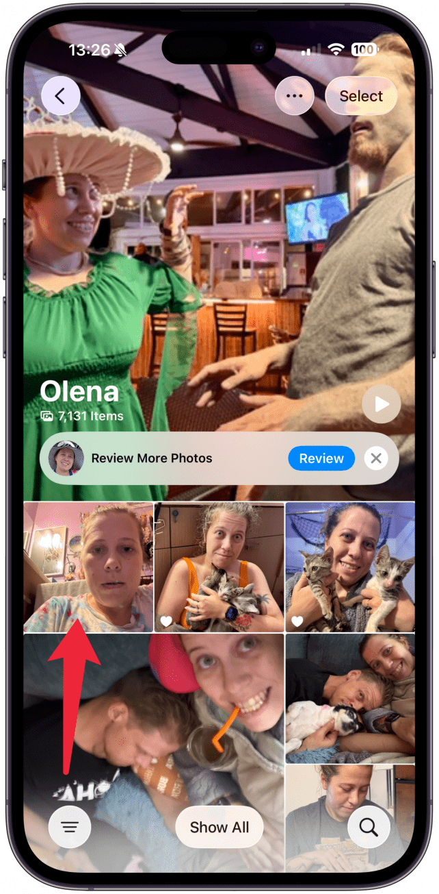 Tap on the photo you wish to hide.