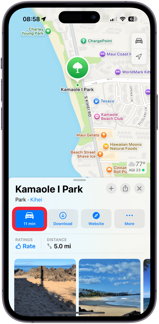 Tap the car icon to see the directions, you have to select this before you switch to walking directions.