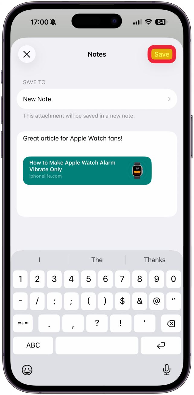 Tap Save to save your note.