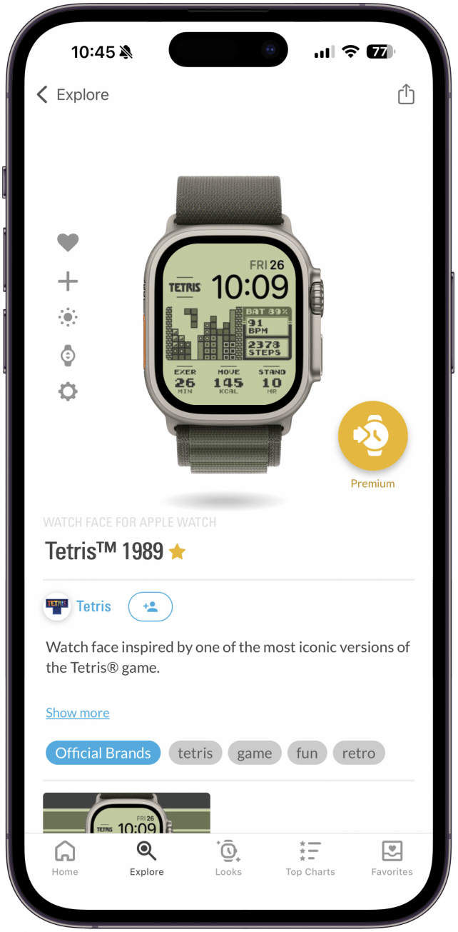 if you are looking for a unique retro Apple Watch face, check out Tetris 1989