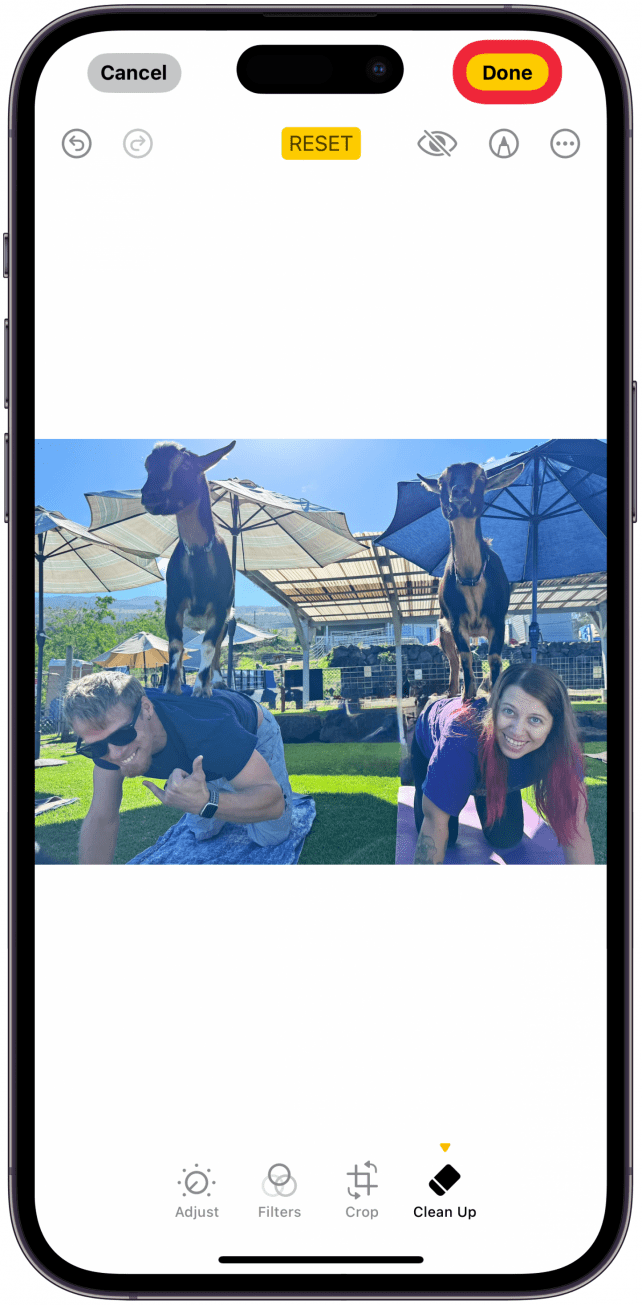 Once the object has been removed, tap Done to save your photo.