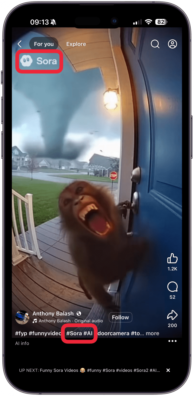 Look for watermarks and keep a mental list of popular AI app logos and names.