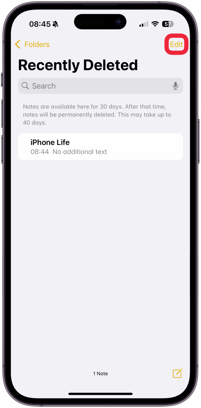 Tap the note. If you have more than one note, you can select multiple notes at once.