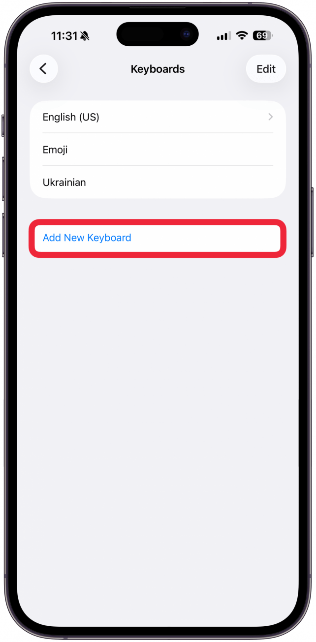 Select the keyboard that matches the language you downloaded in step 4.
