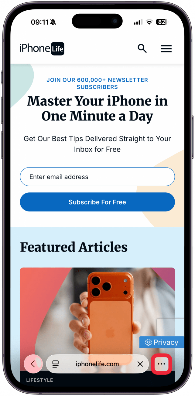 Tap the More button (three dots) at the bottom right of the screen.