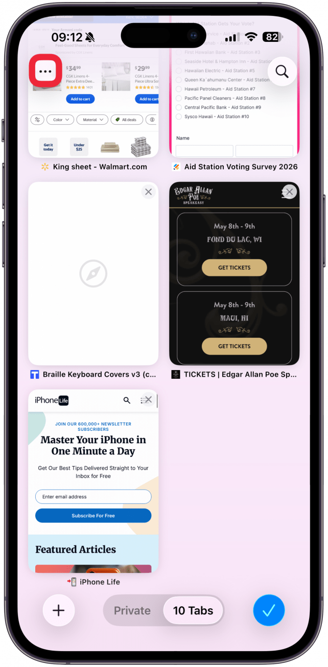 Tap the More button at the top left of the screen.