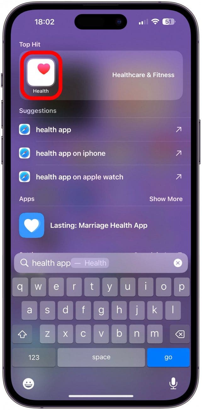 Open the Health app on your iPhone.
