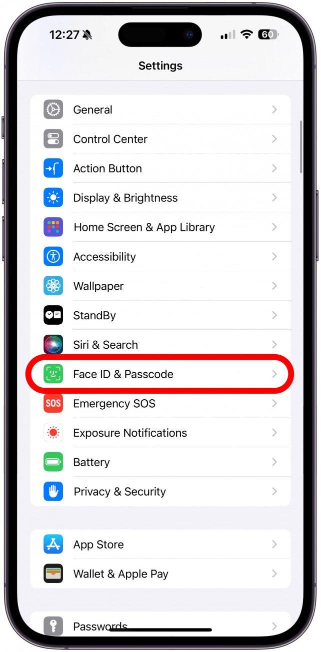 Tap Face ID & Passcode.
