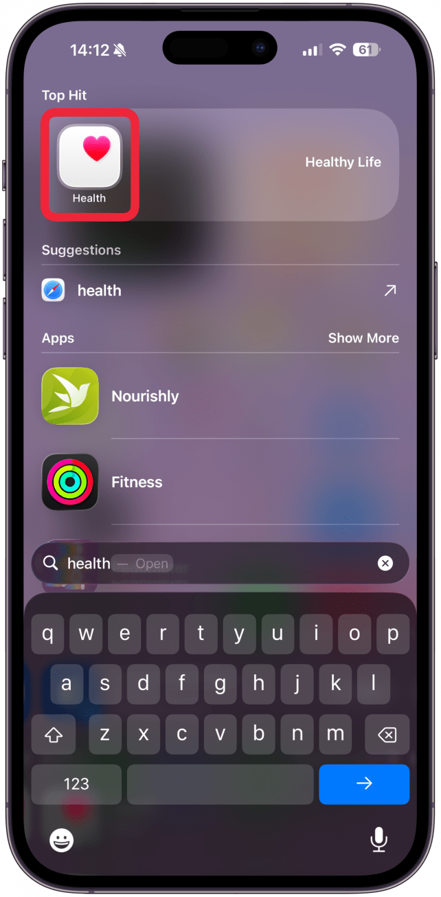 Open the Health app.