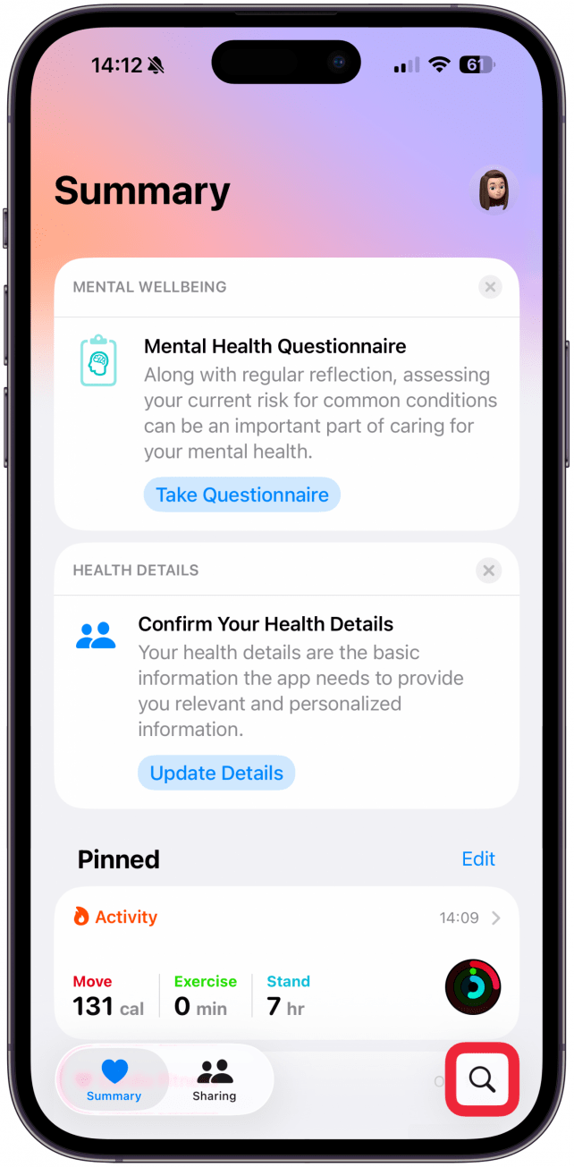 Tap on the search icon in the bottom right corner.