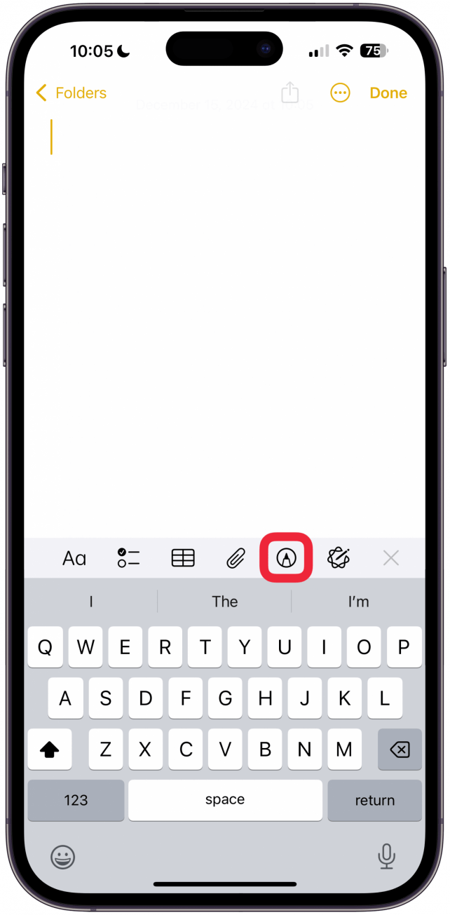 Tap the Markup Icon.