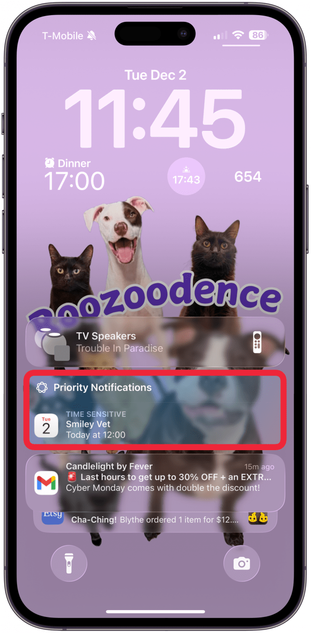 Locate a notification from an app on your Lock Screen you wish to silence.