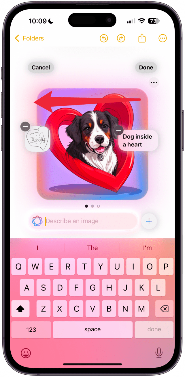 Swipe left over the image to see other versions of the generation. 