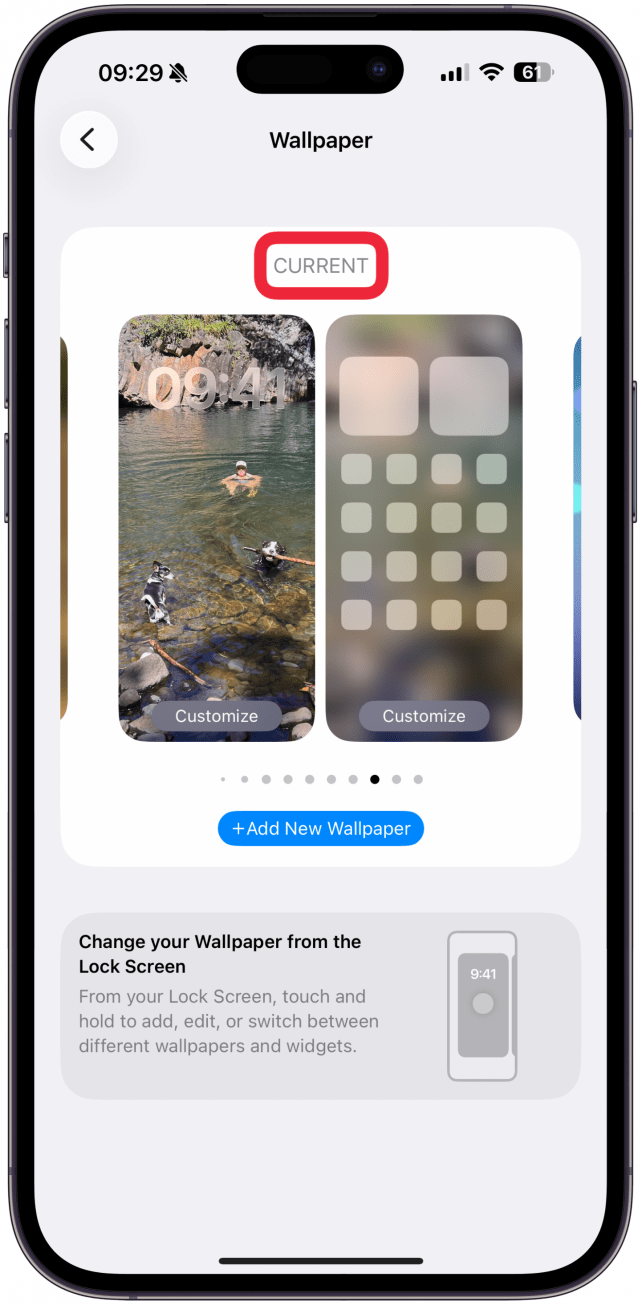 If you tap Set as Wallpaper Pair or once you finish customizing your Home Screen, the wallapper you just worked on will become your Current wallpaper.