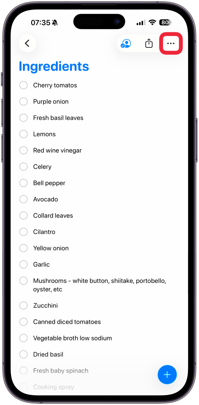 Tap the more icon (the three dots) in the top-right corner of your screen.