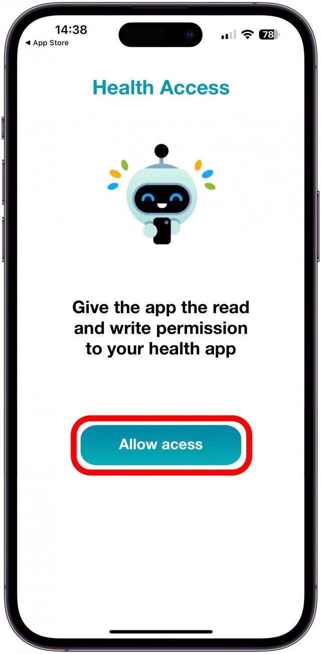 Now, you'll have to allow the Health app to see your Fitbit data. Tap Allow access.