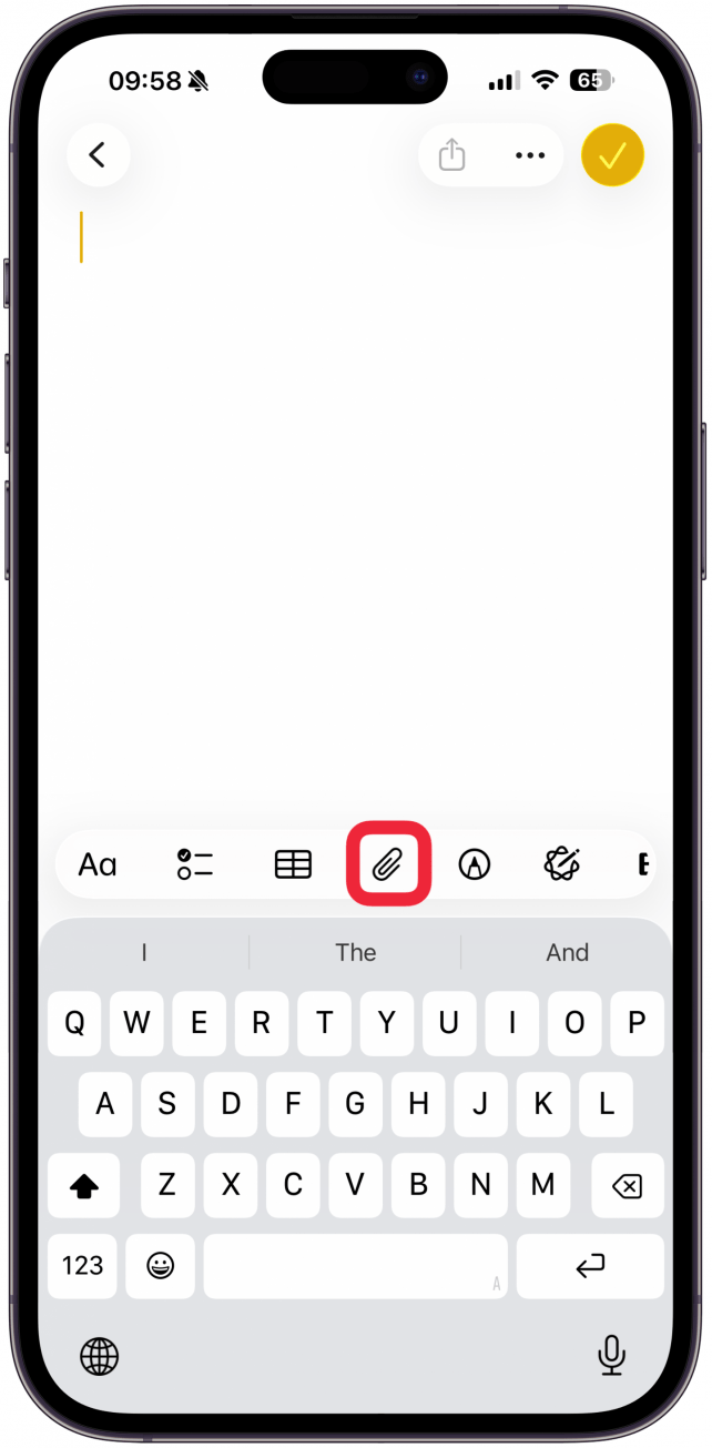 Tap the Attachment icon.