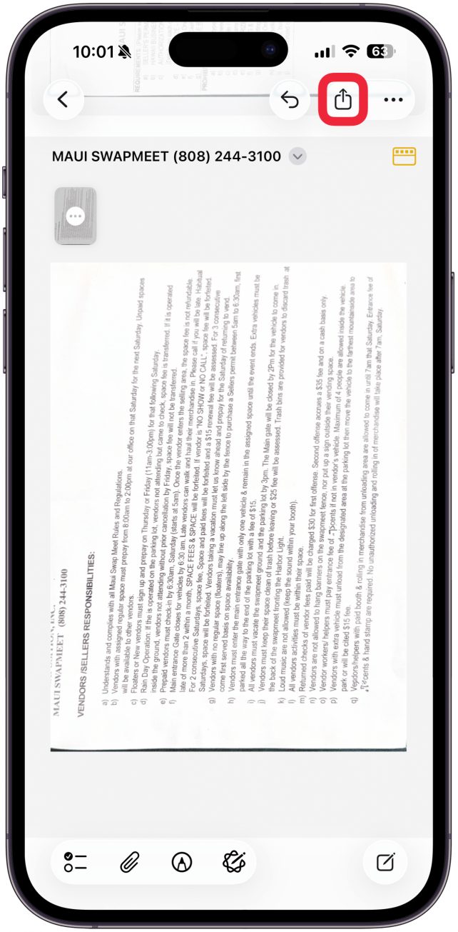 If you want to send your scanned pages, tap Share button in the top right corner.