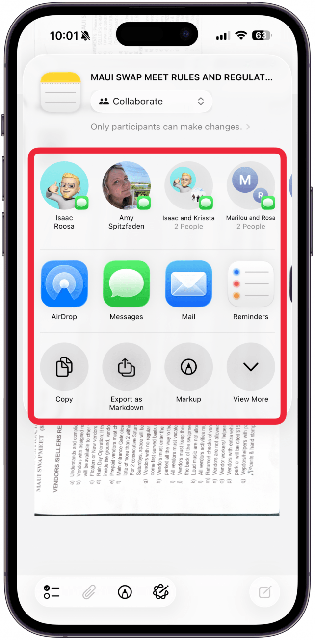 From here, you can choose where and how you’d like to share your scanned image.