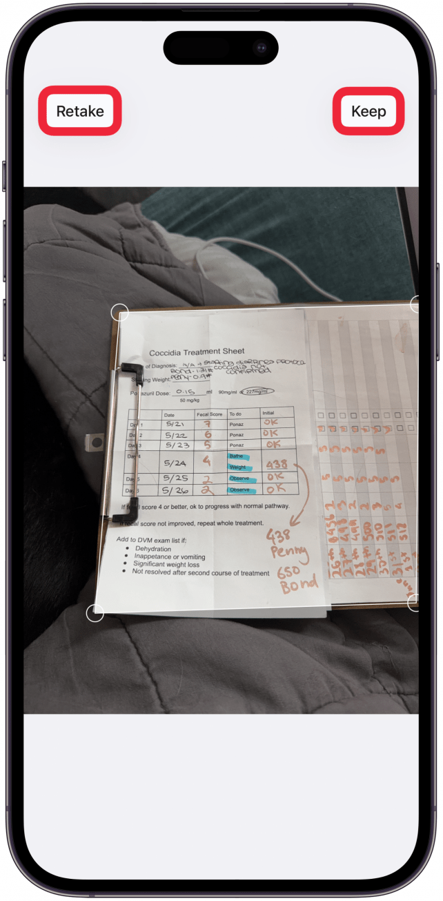 If you do it manually, you'll see the option to Keep the scan or Retake if it is blurry or cut off.