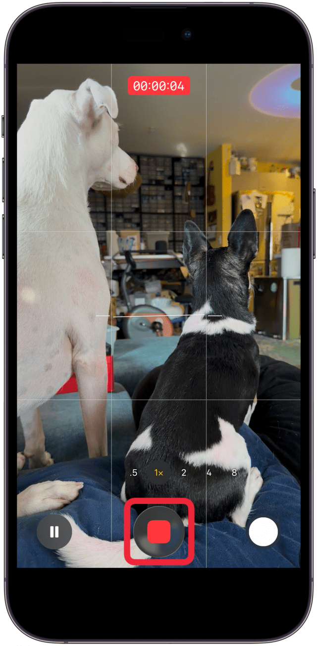 When you're finished, tap the red square or release the Shutter button (if you didn't slide it to the right) to stop recording.