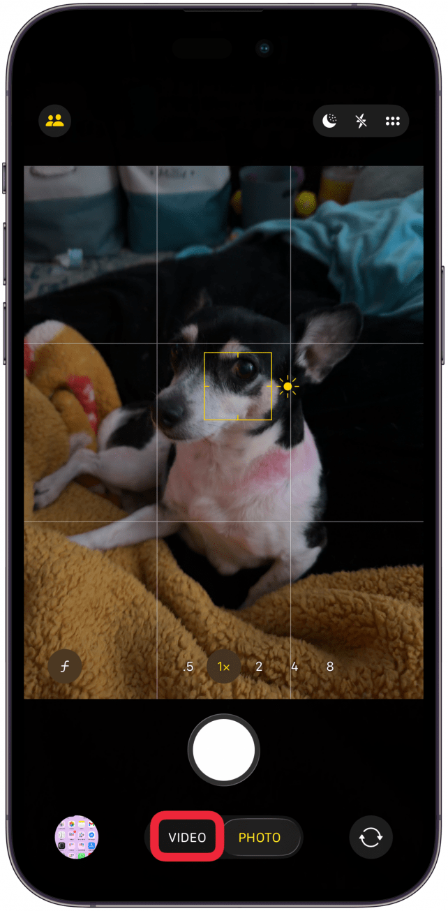 Navigate to video mode by tapping on Video.