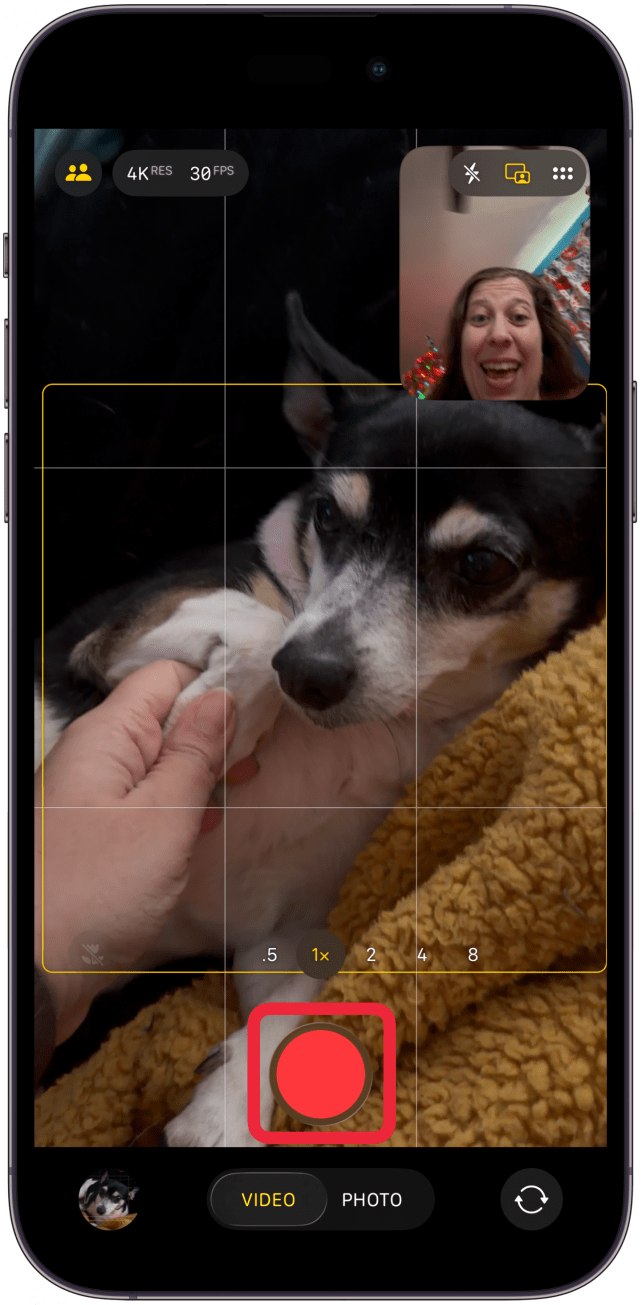 You can drag the front camera view to any corner of your screen before and during the recording.