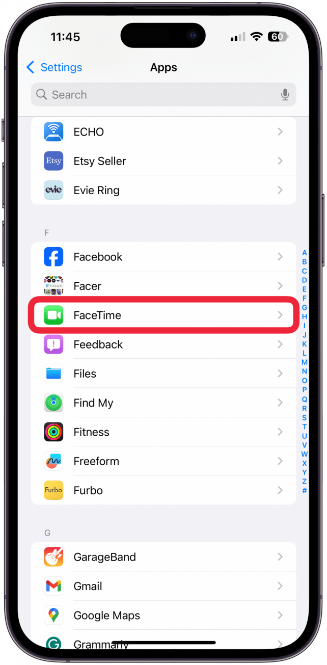 Select FaceTime.