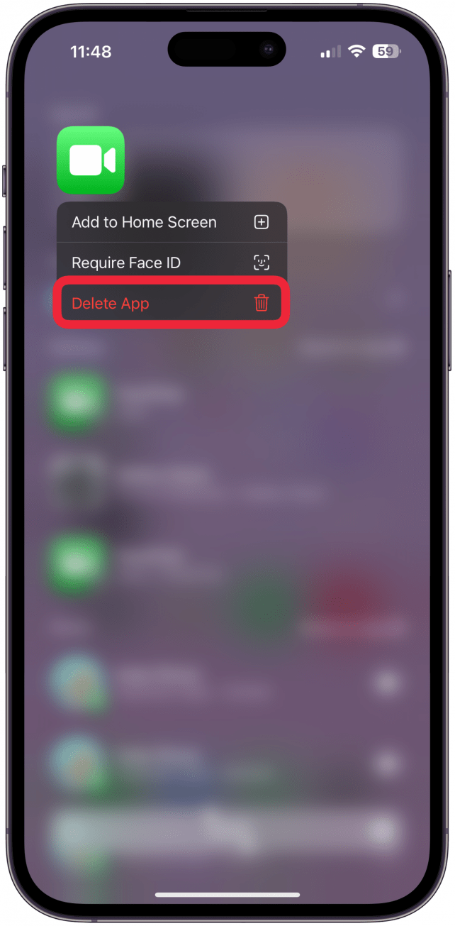 Tap Delete App.