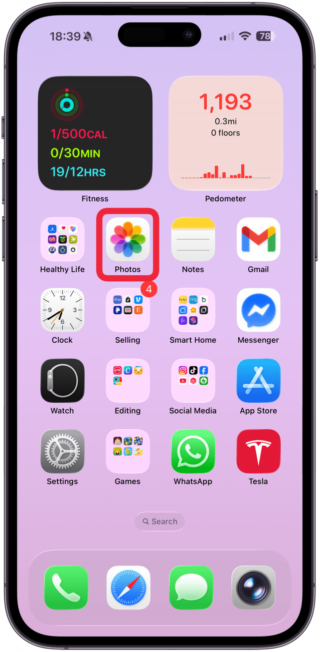 To remove an image from its background, open your Photos app.