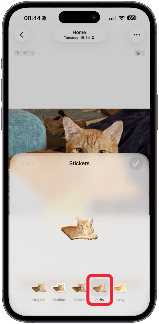 And lastly, there's the Shiny option, which turns your sticker holographic. This one is the most interactive when you move your iPhone directionally.