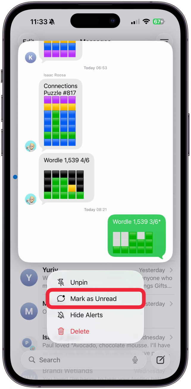You will also see the notification badge over your Messages app (unless you have a Focus mode on and you have toggled on Hide Notification Badges).