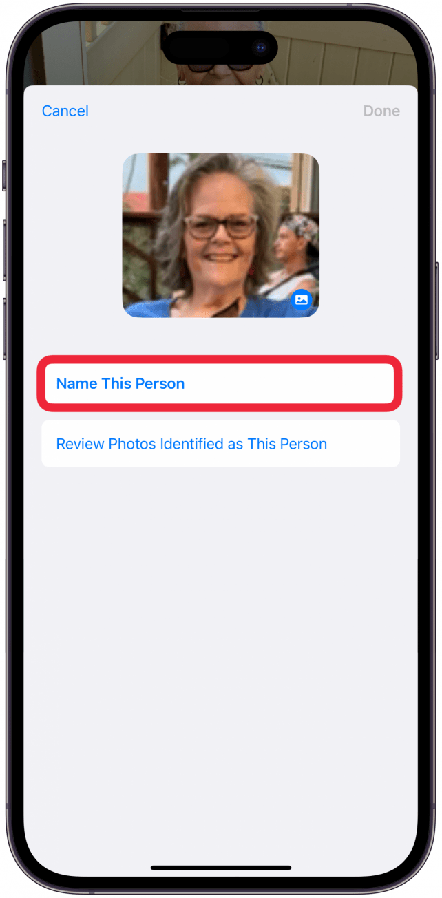 Tap the Name This Person field.