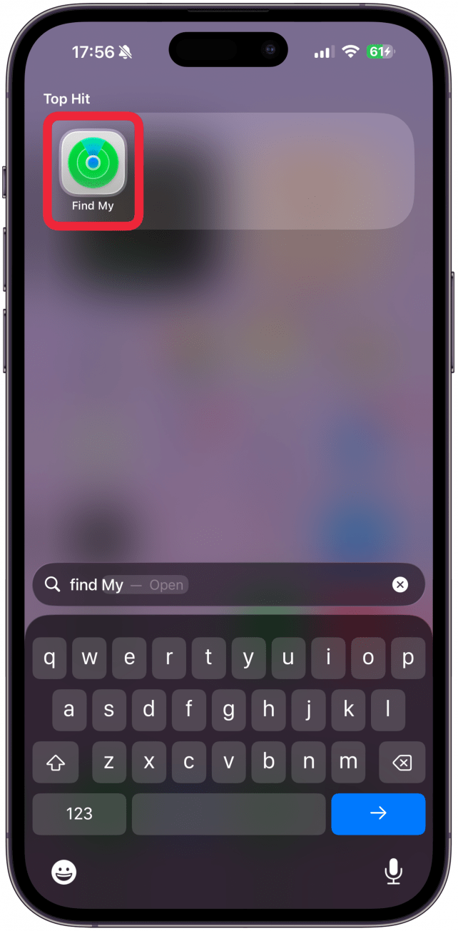 Open the Find My app.