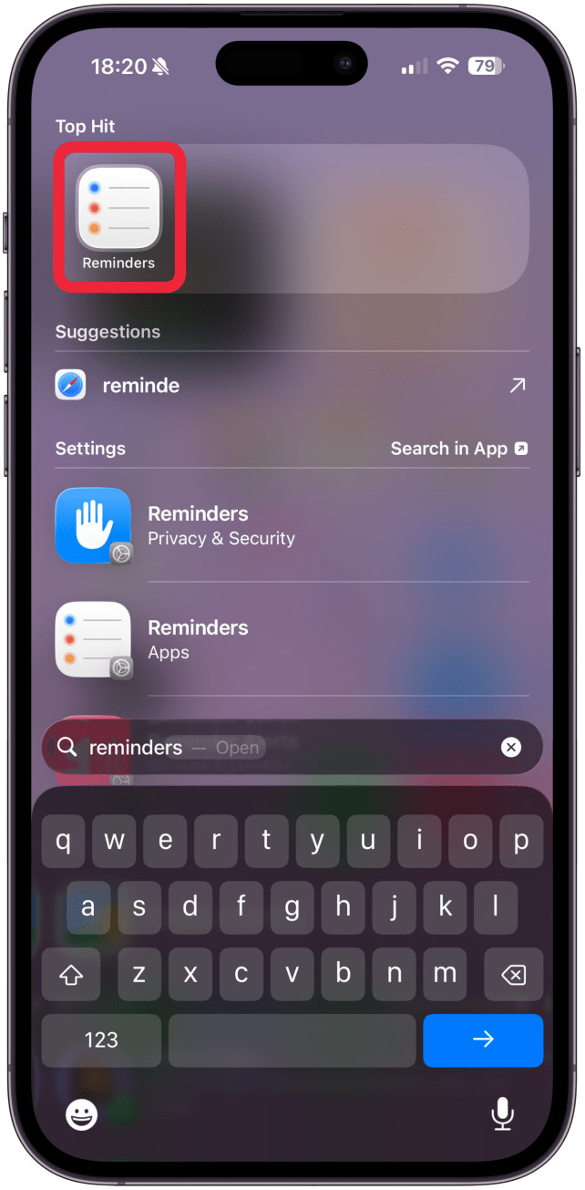 Open the Reminders app.