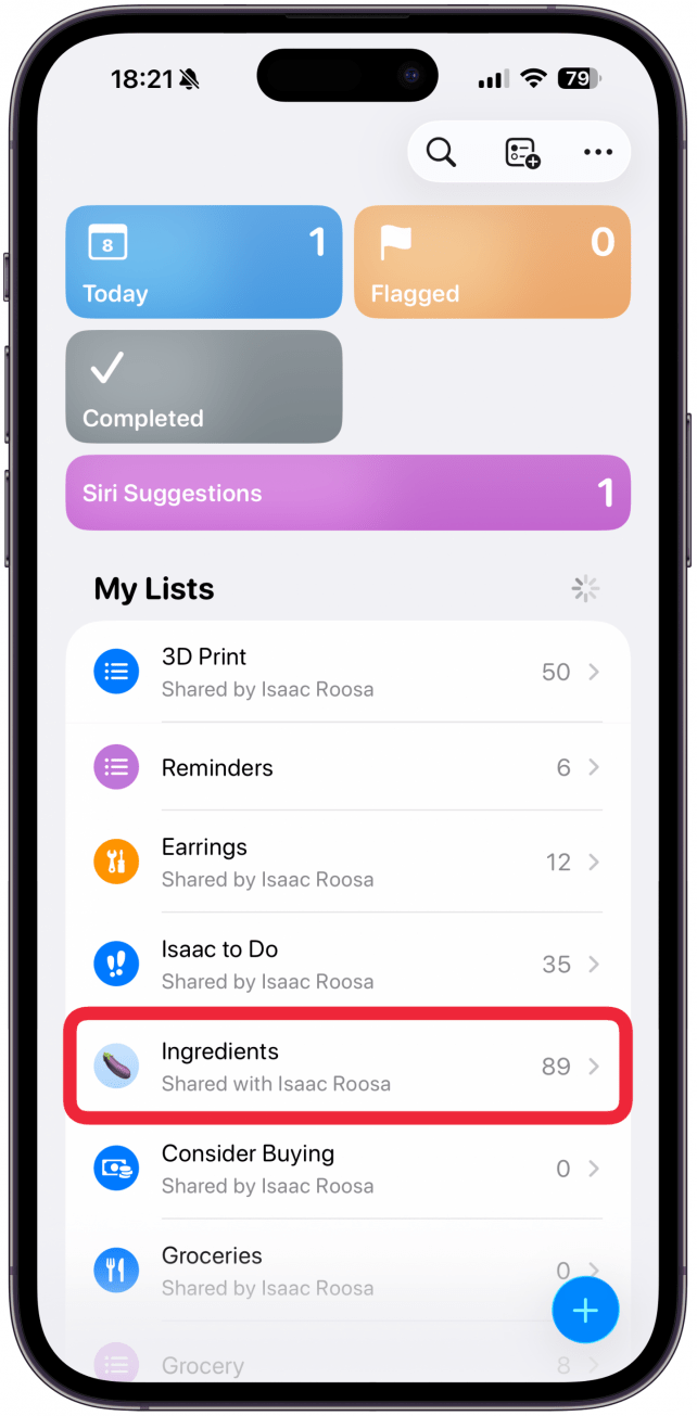 Select the list you'd like to print.