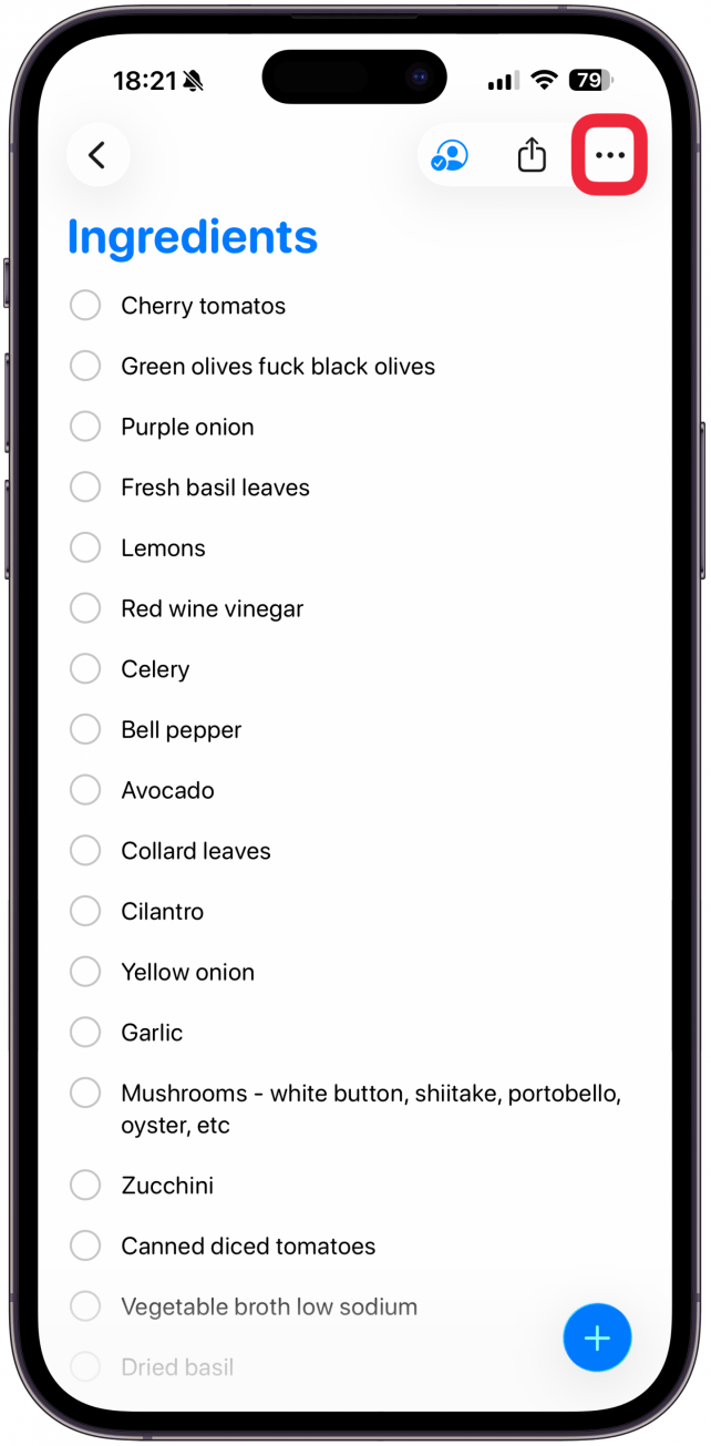 Tap the more icon (the three dots) in the top-right corner of your screen.