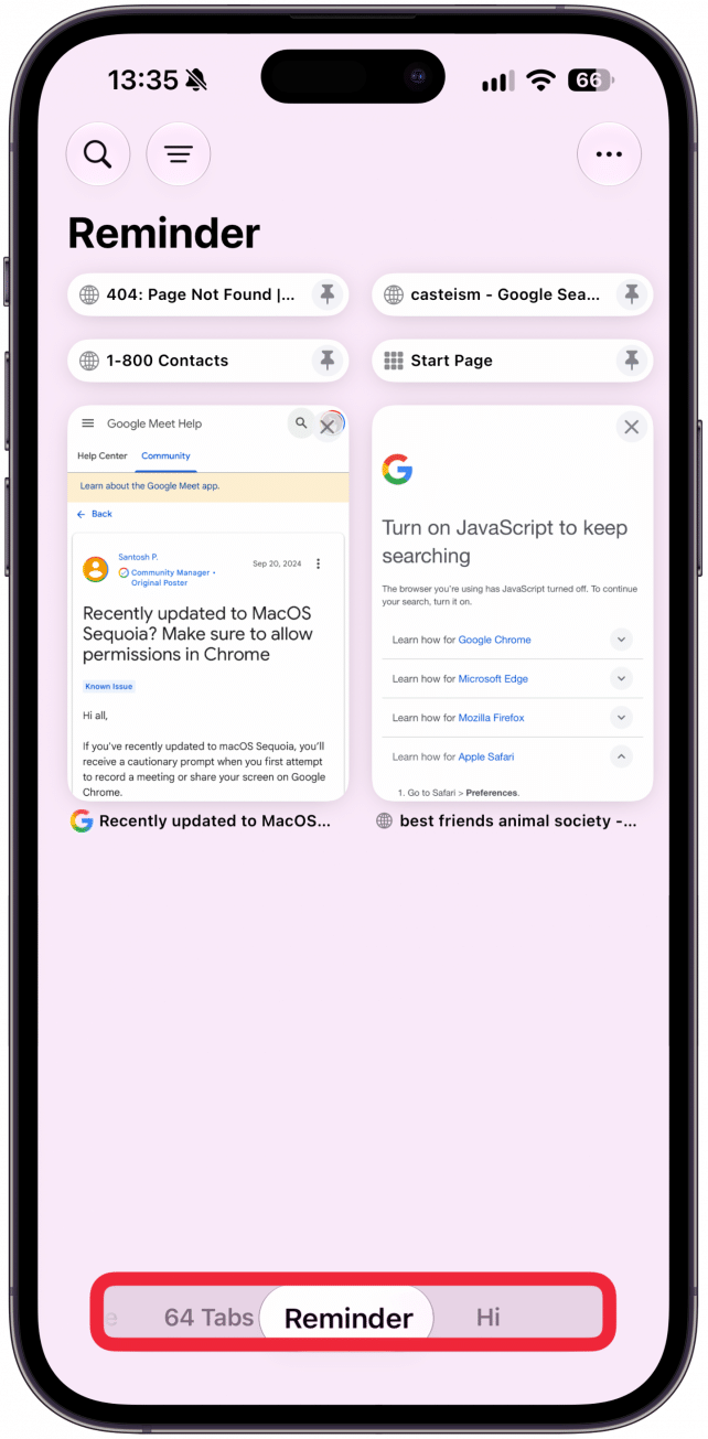 If you have other tab groups open, you'll see a new tab group with a different set of tabs open.