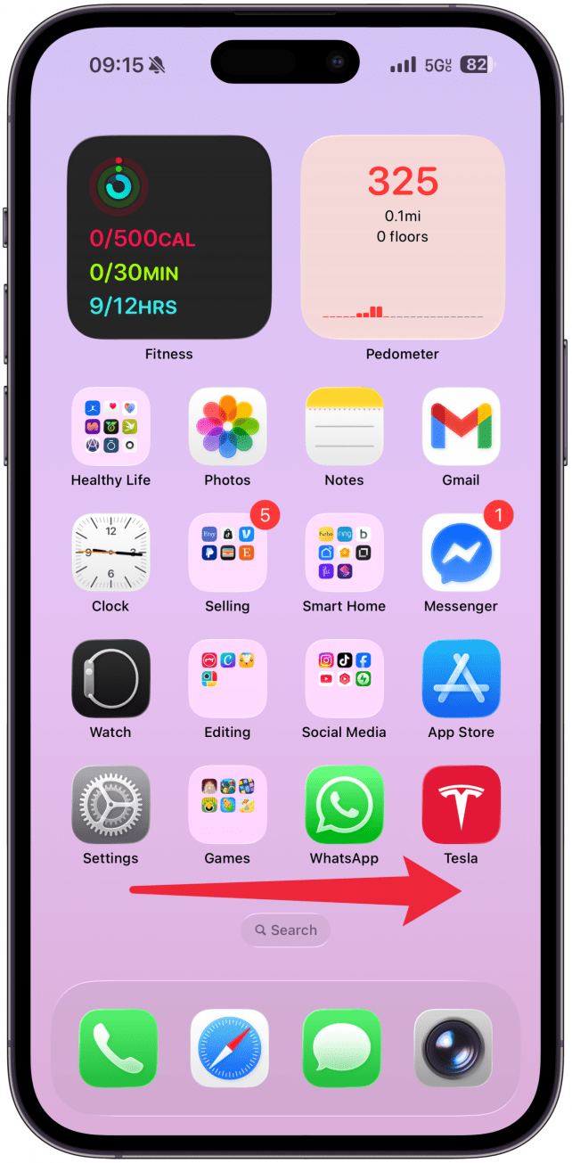 Swipe from left to right across your iPhone's Home Screen, until you navigate to the Today View.