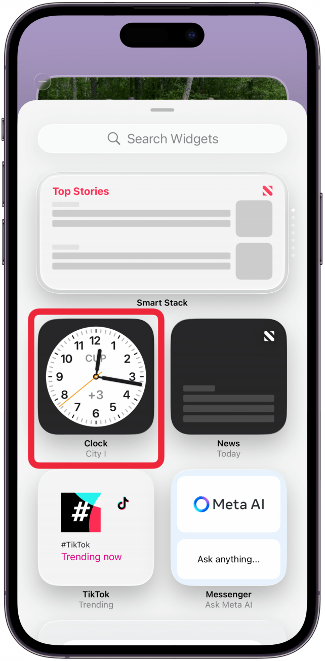 Tap the widget you want to add to your iPad or iPhone's Today View, or search for it using the Search Widgets field, then tap it.