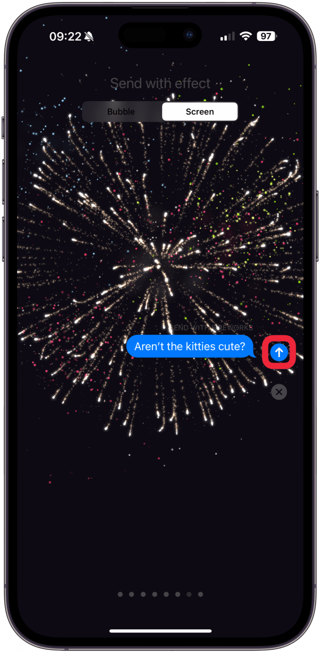 Tap the blue arrow button to send.