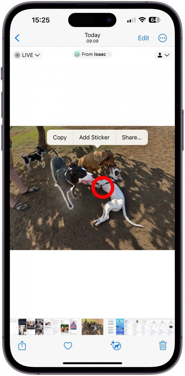 Tap on the image, then long-press the subject.