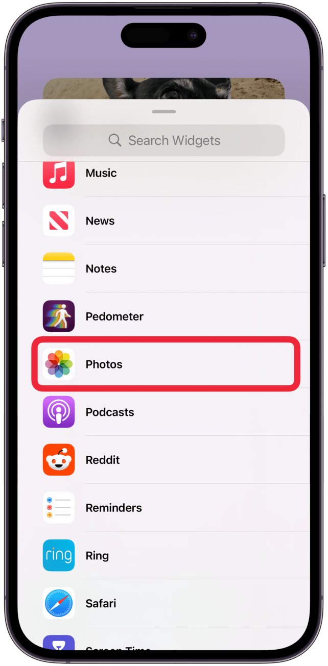 Scroll down and tap on Photos.