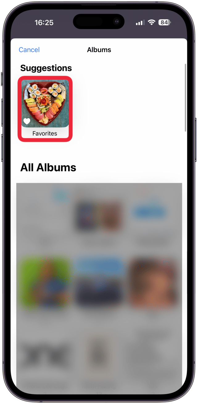 Tap on the album you wish to select. It will appear as a widget on your Home Screen.