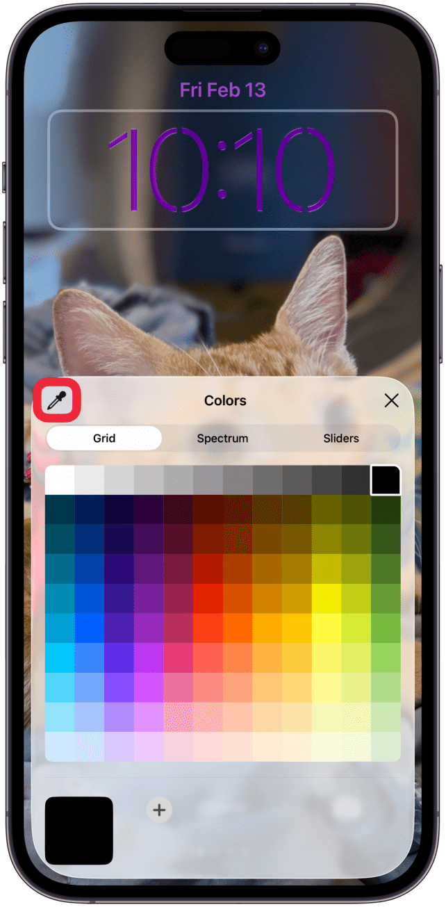 If you want to select a color that’s already in your wallpaper, tap the eye dropper tool.