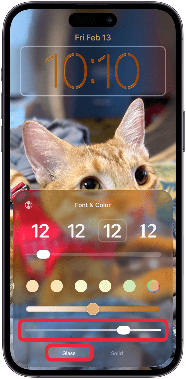 The final slider that appears at the bottom of the Font & Color menu lets you adjust how transparent the numbers are, this is part of the Liquid Glass design that came out with iOS 26.
