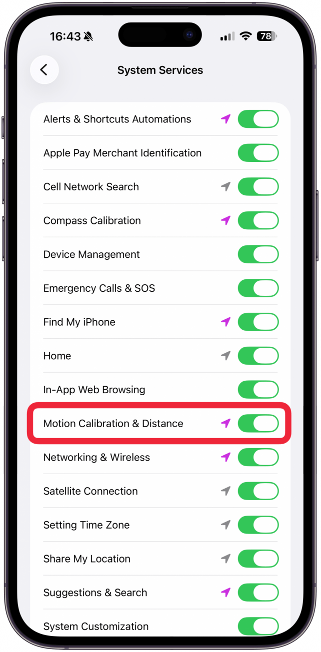 Make sure Motion Calibration & Distance is toggled on (green).