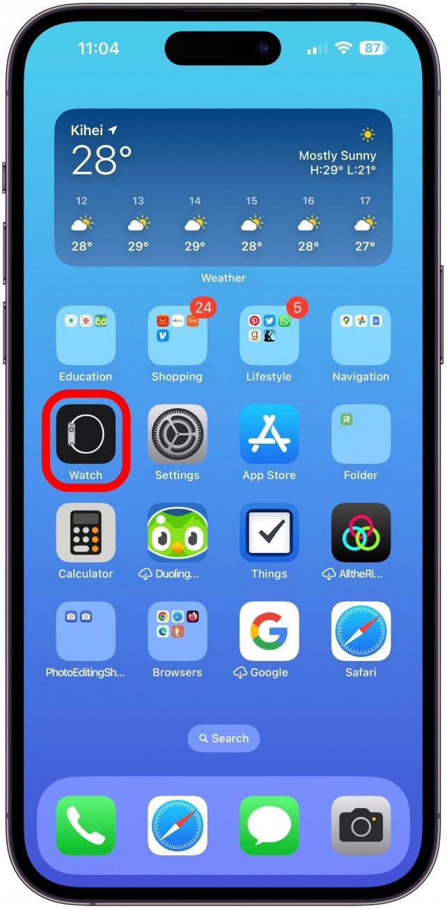 Open the Watch app on your iPhone.